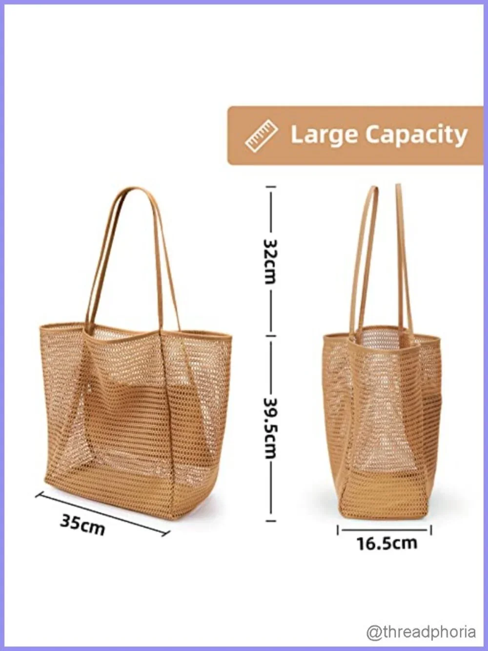 23L Mesh Beach Tote Bag Foldable Hobo Shoulder Bag Nylon